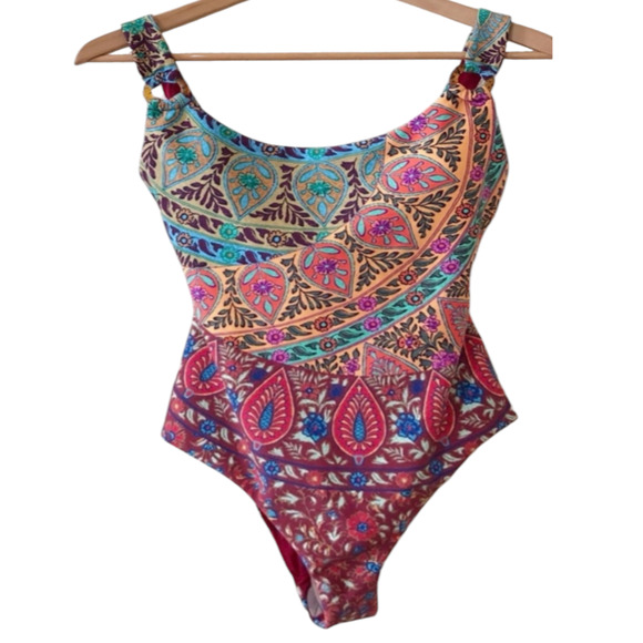 New Free People BOTEH Es Canar Theo One-Piece Swimsuit $241 X-SMALL Retro Floral - Picture 6 of 9